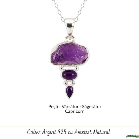 Colier Argint 925 cu Triplu Ametist – Liniste, Protectie si Claritate [4]