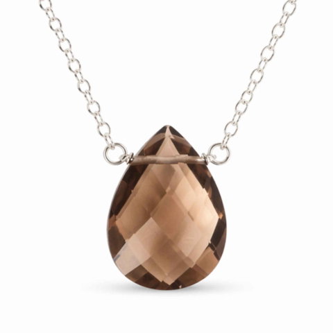 Cristale pe beneficii - Colier argint 925 cu cuart fumuriu lacrima – protectie ai echilibru emotional