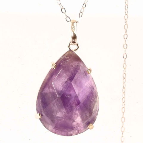 Colier Argint 925 cu Ametist Lacrima fatetat– Claritate, Protectie si Liniste Spirituala [5]