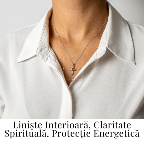 Colier Argint 925 cu Ametist Natural in Forma de Cruce – Liniste, Claritate si Protectie Energetica [1]