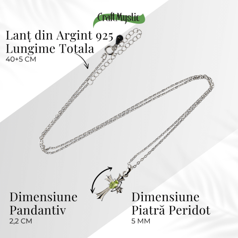 Colier Argint 925 cu Peridot Natural in Forma de Cruce – Armonie Interioara si Protectie Divina [4]