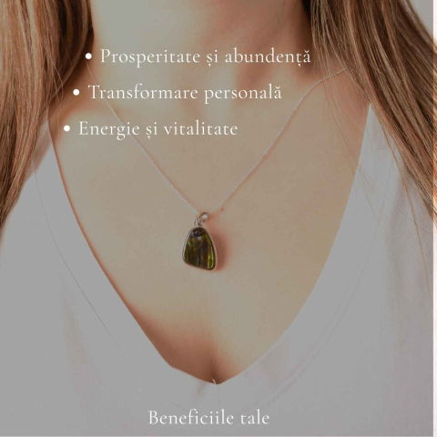 Colier Argint 925 cu Amolit Natural Neregulat – Prosperitate, Energie si Transformare [2]