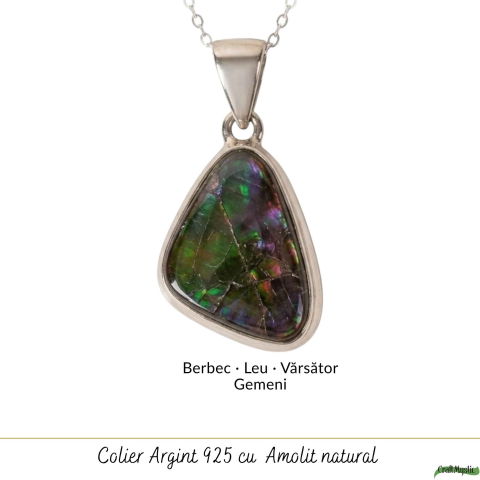 Colier Argint 925 cu Amolit Natural Triunghi – Prosperitate, Energie si Protectie [4]