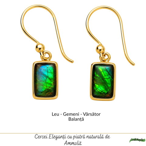 Cercei Argint 925 cu Ammolit Natural Dreptunghiular – Energie si Stralucire Vibranta [4]