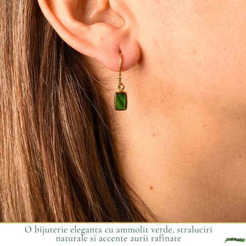 Cercei Argint 925 cu Ammolit Natural Dreptunghiular – Energie si Stralucire Vibranta [1]