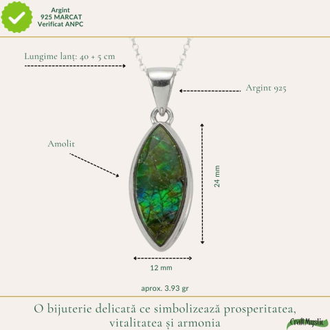 Colier Argint 925 cu Amolit Natural Delica – Prosperitate, Energie si Protectie [3]
