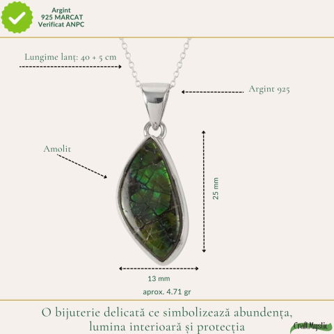 Colier Argint 925 cu Amolit Natural Delica – Prosperitate, Energie si Eleganta [3]