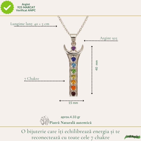 Colier argint 925 cu pietre 7 chakre – echilibru si armonie energetica [3]