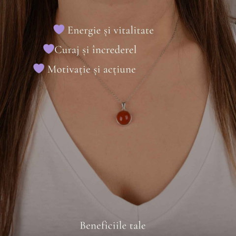Colier argint 925 cu Carneol rotund – energie si incredere zilnica [2]