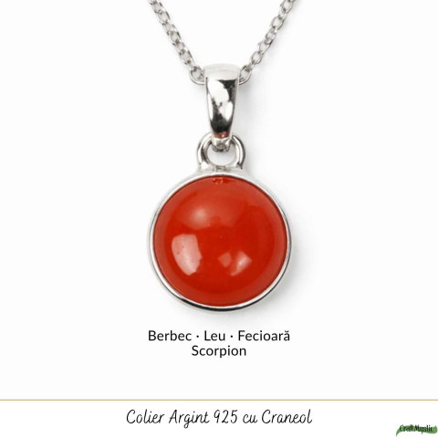 Colier argint 925 cu Carneol rotund – energie si incredere zilnica [4]