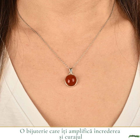 Colier argint 925 cu Carneol rotund – energie si incredere zilnica [1]