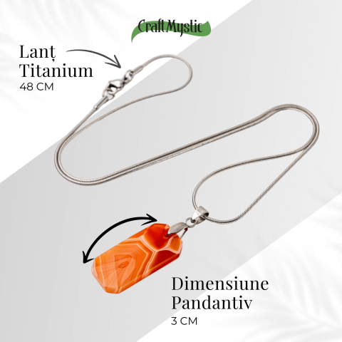 Colier Titanium cu Carneol Natural Dreptunghiular – Energie, Curaj si Vitalitate [4]