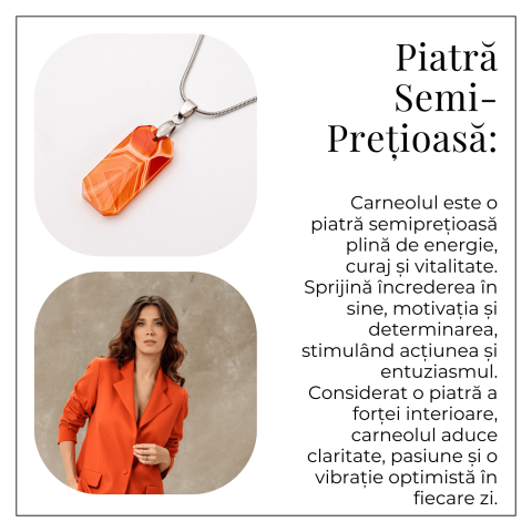Colier Titanium cu Carneol Natural Dreptunghiular – Energie, Curaj si Vitalitate [5]