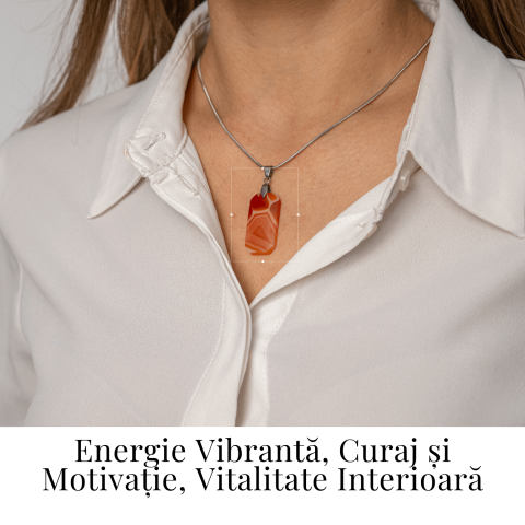 Colier Titanium cu Carneol Natural Dreptunghiular – Energie, Curaj si Vitalitate [1]