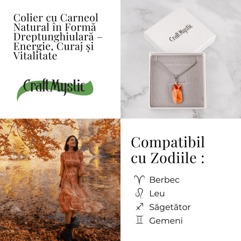 Colier Titanium cu Carneol Natural Dreptunghiular – Energie, Curaj si Vitalitate [3]