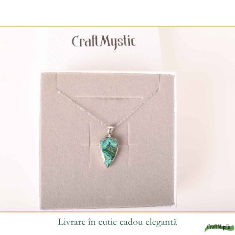 Colier Argint 925 cu Malachit si Crisocola Lacrima – Protectie si Armonie [5]