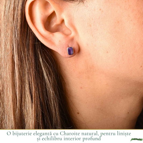 Cercei Argint 925 cu Charoite Natural Dreptunghiular – Intuitie si Eleganta [1]