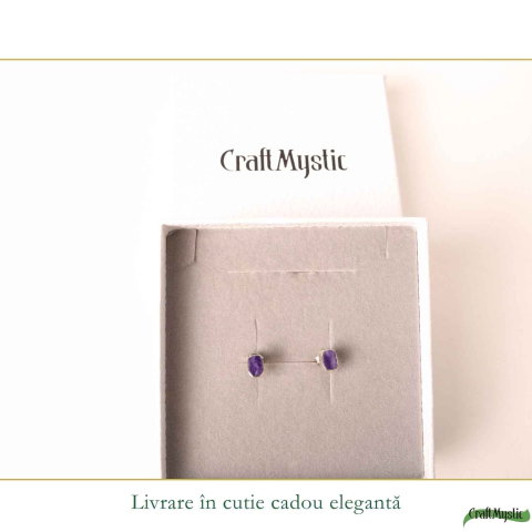Cercei Argint 925 cu Charoite Natural Dreptunghiular – Intuitie si Eleganta [5]