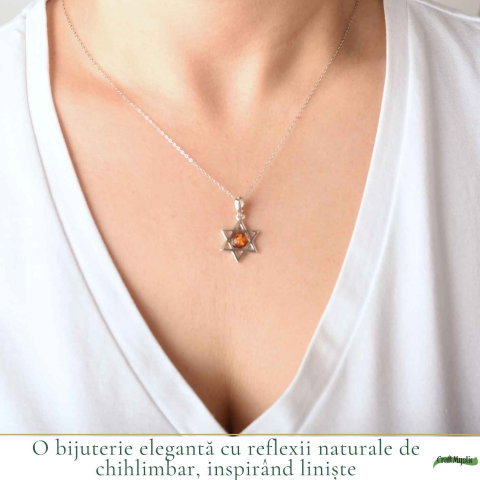 Colier Argint 925 cu Chihlimbar Steaua lui David – Protecție si Echilibru Spiritual [1]