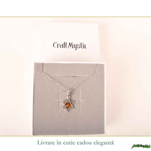 Colier Argint 925 cu Chihlimbar Steaua lui David – Protecție si Echilibru Spiritual [5]