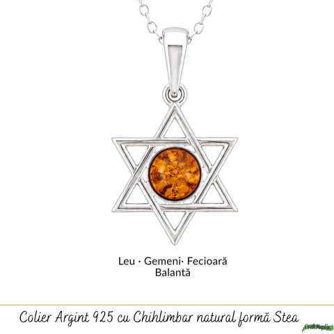 Colier Argint 925 cu Chihlimbar Steaua lui David – Protecție si Echilibru Spiritual [4]