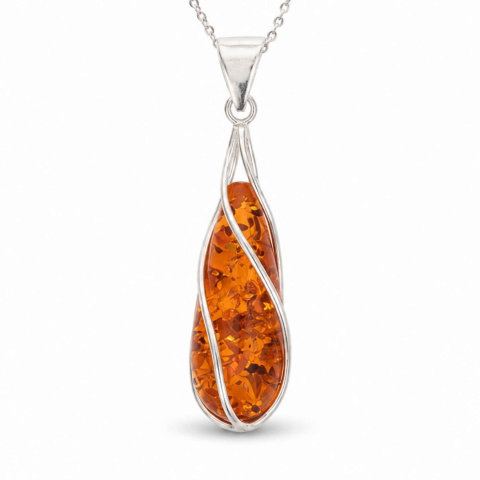 Colier Argint 925 cu Chihlimbar Lacrima Spiralata – Eleganta si Echilibru Interior [0]