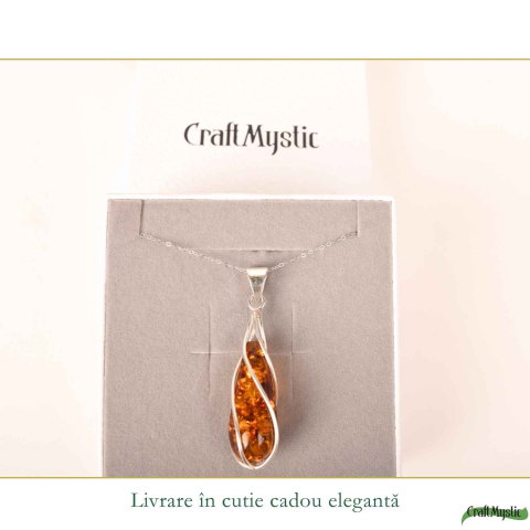 Colier Argint 925 cu Chihlimbar Lacrima Spiralata – Eleganta si Echilibru Interior [5]