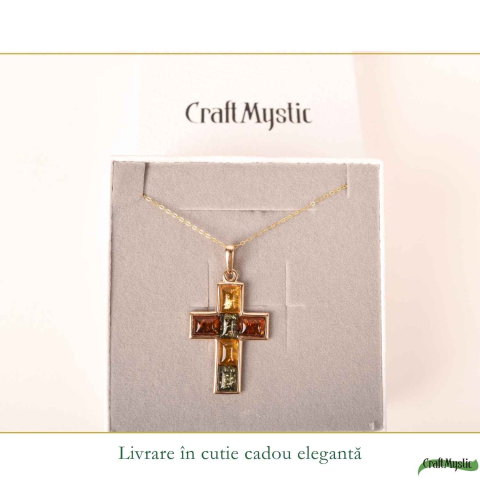 Colier Argint 925 cu Chihlimbar Cruce – Protectie si Lumina Interioara [5]