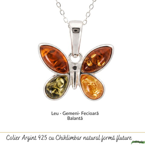 Colier Argint 925 cu Chihlimbar Fluture – Feminitate si Energie Pozitiva [4]