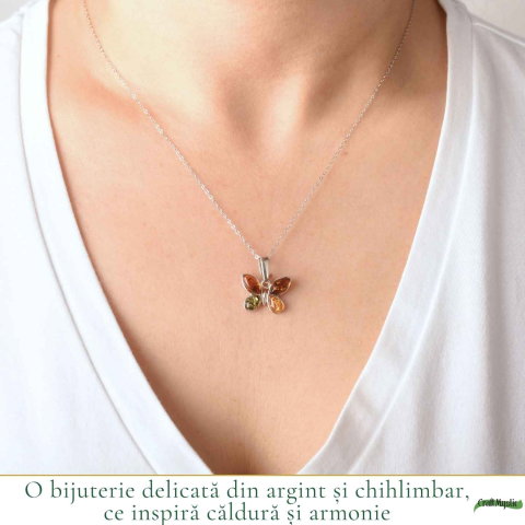 Colier Argint 925 cu Chihlimbar Fluture – Feminitate si Energie Pozitiva [1]