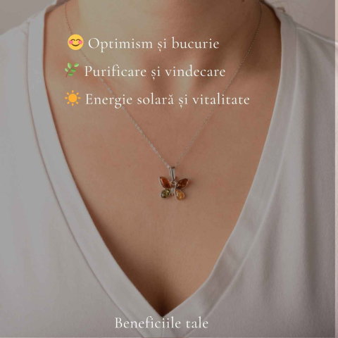 Colier Argint 925 cu Chihlimbar Fluture – Feminitate si Energie Pozitiva [2]