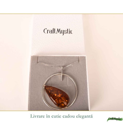 Colier Argint 925 cu Chihlimbar Lacrima – Energie Calda si Eleganta Naturala [5]