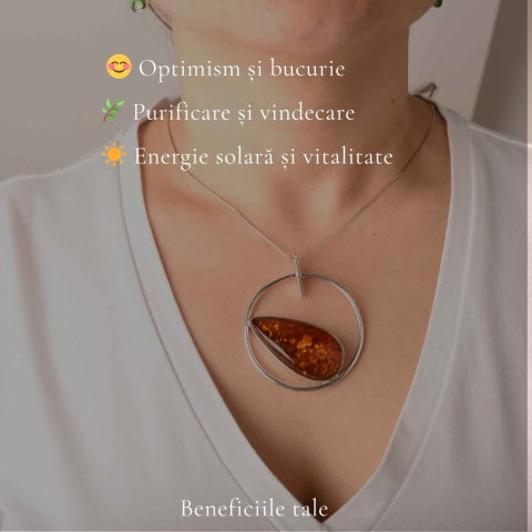Colier Argint 925 cu Chihlimbar Lacrima – Energie Calda si Eleganta Naturala [2]