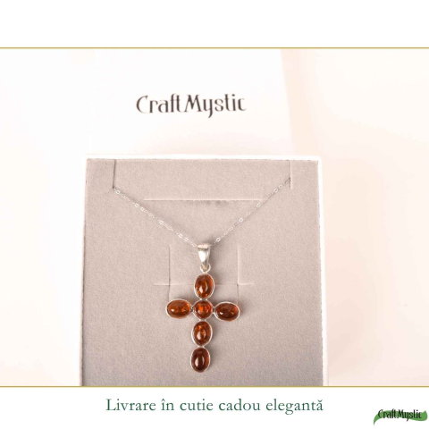 Colier Argint 925 cu Chihlimbar Cruce – Protectie si Energie Pozitiva [5]