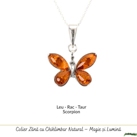 Colier Argint 925 cu Fluture din Chihlimbar Natural – Transformare si Energie Luminoasa [4]