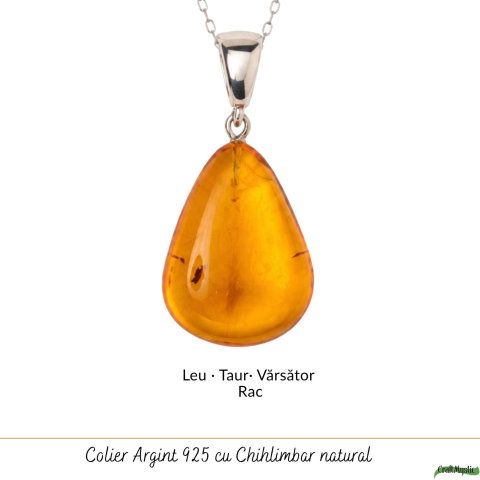 Colier cu Chihlimbar Natural in Forma de Lacrima si Lant din Argint 925 – Caldura si Energie Pozitiva [4]