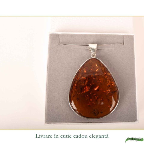Colier Argint 925 cu Chihlimbar Lacrima – Eleganta Statement si Energie Pozitiva [5]