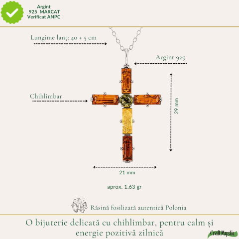 Colier Argint 925 cu Chihlimbar Cruce – Protectie si Echilibru Interior [3]