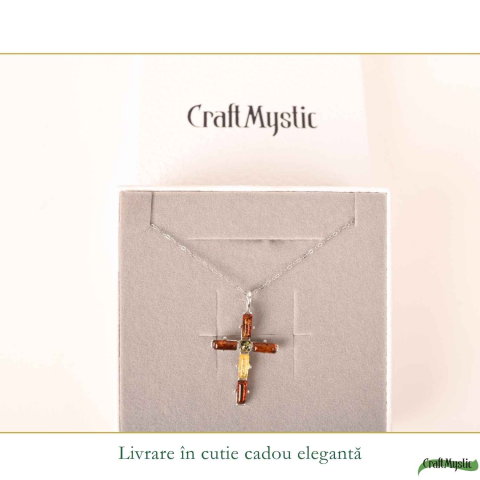 Colier Argint 925 cu Chihlimbar Cruce – Protectie si Echilibru Interior [5]