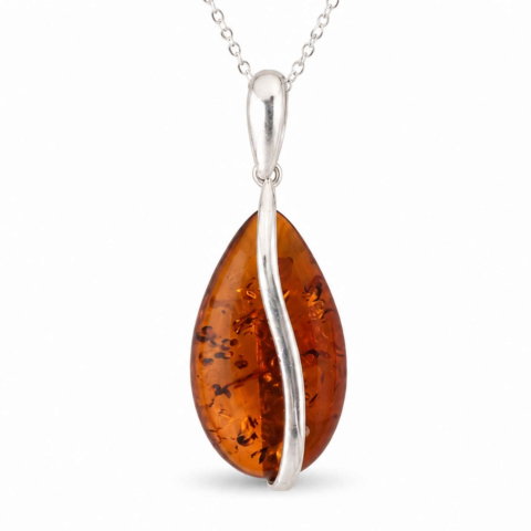 Colier Argint 925 cu Chihlimbar Lacrima – Protectie, Caldura si Eleganta Naturala [0]
