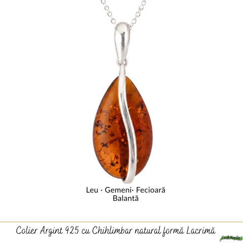 Colier Argint 925 cu Chihlimbar Lacrima – Protectie, Caldura si Eleganta Naturala [4]