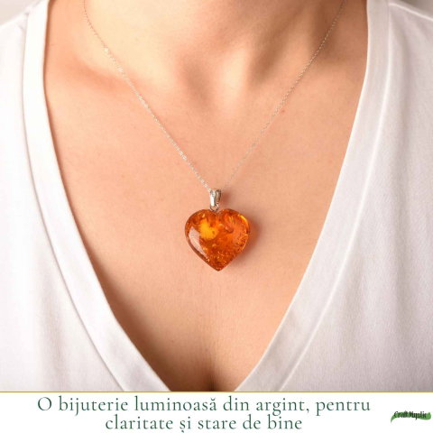 Colier Argint 925 cu Chihlimbar Inima – Iubire, Caldura si Feminitate [1]