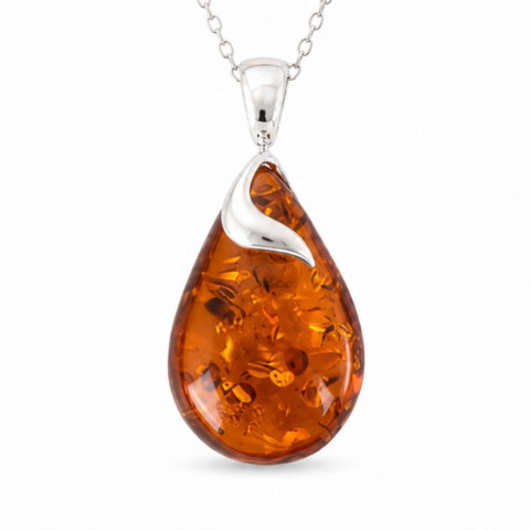 Colier Argint 925 cu Chihlimbar Lacrima – Caldura, Protectie si Echilibru [0]