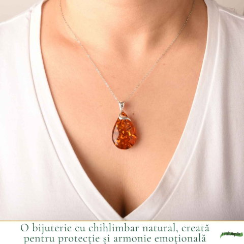 Colier Argint 925 cu Chihlimbar Lacrima – Caldura, Protectie si Echilibru [1]