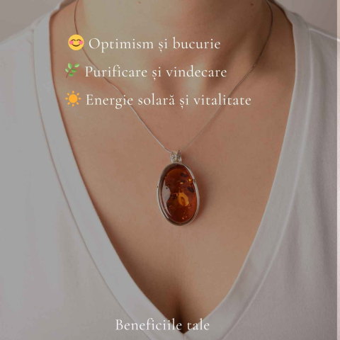 Colier Argint 925 Oval cu Chihlimbar – Armonie si Energie Pozitiva [2]