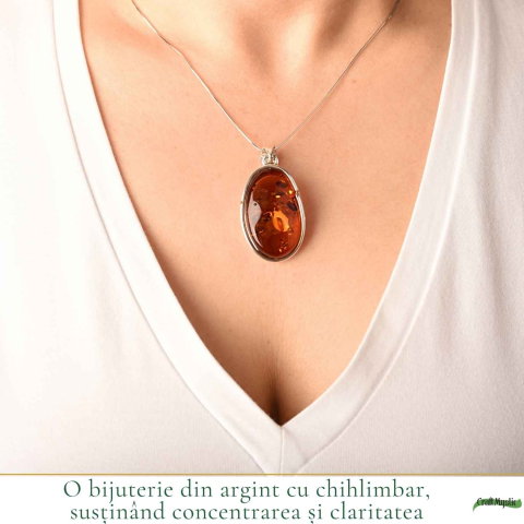 Colier Argint 925 Oval cu Chihlimbar – Armonie si Energie Pozitiva [1]
