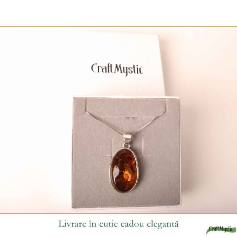 Colier Argint 925 Oval cu Chihlimbar – Armonie si Energie Pozitiva [5]