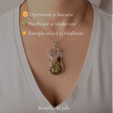 Colier Argint 925 cu Chihlimbar Verde si Perla – Eleganta si Feminitate [2]
