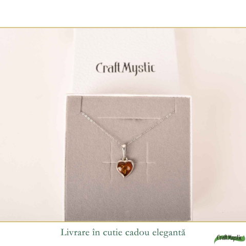 Colier Argint 925 cu Chihlimbar Inima – Iubire si Energie Pozitiva [5]