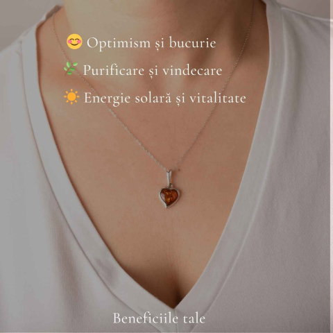 Colier Argint 925 cu Chihlimbar Inima – Iubire si Energie Pozitiva [2]